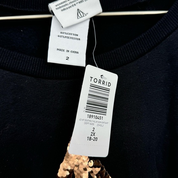 Torrid Harry Potter Deathly Hollows Sequin Graphic Raglan Sweatshirt Black 2X - Picture 7 of 7